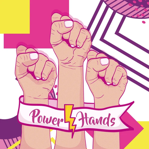 Girl Power Hand Clenched Memphis Vector Illustration Graphic Design - Stok Vektor