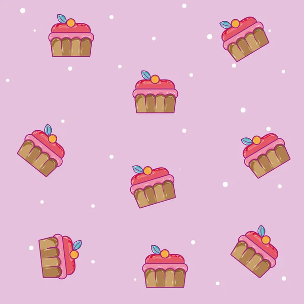 Cupcakes Caramelo Patrón Fondo Vector Ilustración Diseño Gráfico — Archivo Imágenes Vectoriales