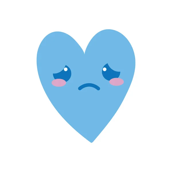 Colorido Lindo Corazón Llorando Kawaii Ilustración Vector Dibujos Animados — Vector de stock