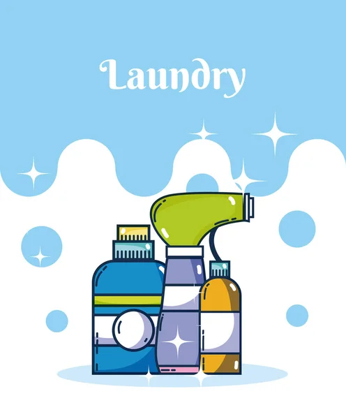 Detergent Bottles Laundry Concept Bubbles Background Vector Illustration Graphic Design — Stock Vector