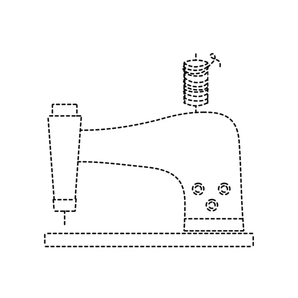 Punktierte Form Nähmaschine Mode Industrie Ausrüstung Vektor Illustration — Stockvektor