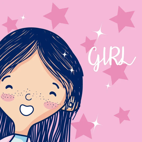 Hermosa Chica Dibujos Animados Con Estrellas Lindas Vector Ilustración Diseño — Vector de stock