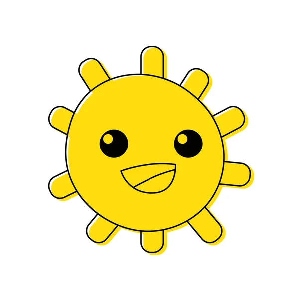 Cor Sol Feliz Com Luzes Raio Kawaii Vetor Ilustração —  Vetores de Stock