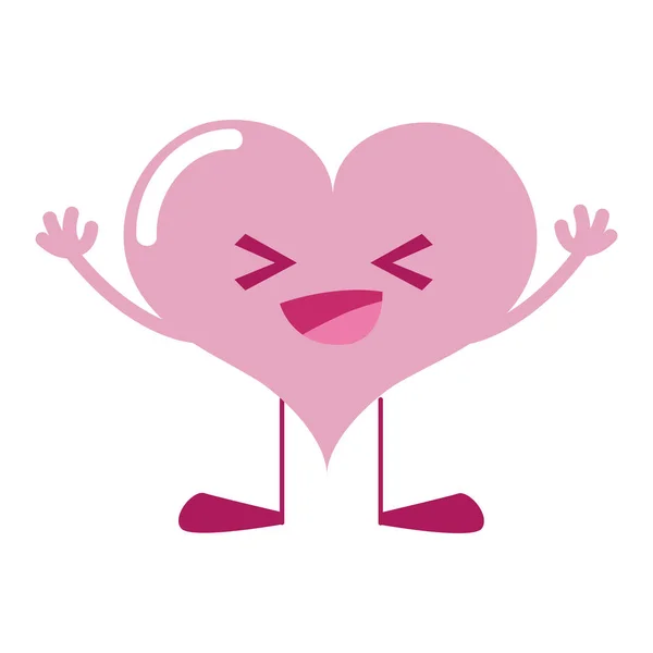 Colorido Corazón Feliz Pasión Kawaii Con Brazos Piernas Vector Ilustración — Vector de stock