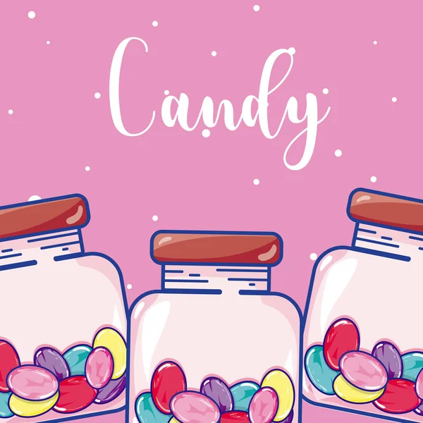 Bonbons Glasflaschen Cartoon Vektor Illustration Grafik Design — Stockvektor