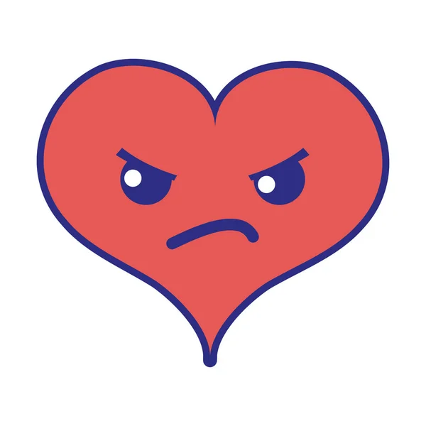Tam Renkli Kızgın Kalp Tutku Kawaii Karakter Vektör Çizim — Stok Vektör