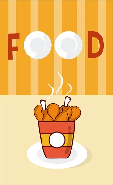 Muslos Pollo Caja Menú Cubierta Vector Ilustración Diseño Gráfico — Vector de stock