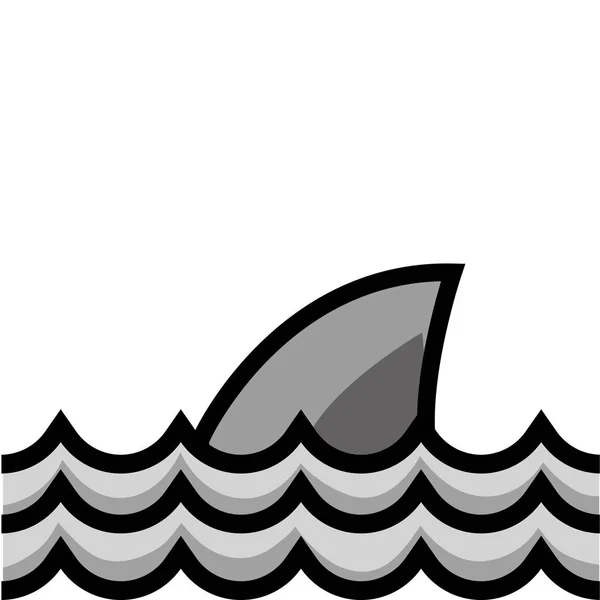 Stupně Šedi Přírodní Vlny Oceánu Žralok Zvířat Vektorové Ilustrace — Stockový vektor