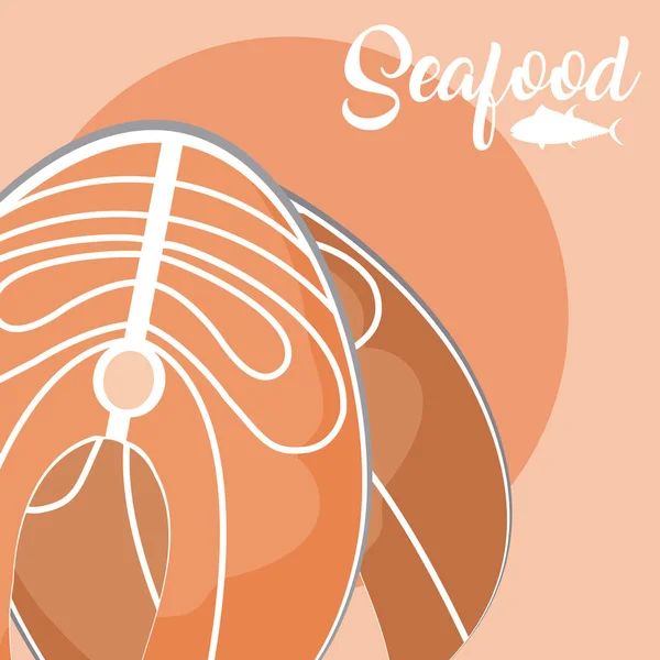 Bife Peixe Salmão Alimento Vetor Ilustração Gráfico Design — Vetor de Stock