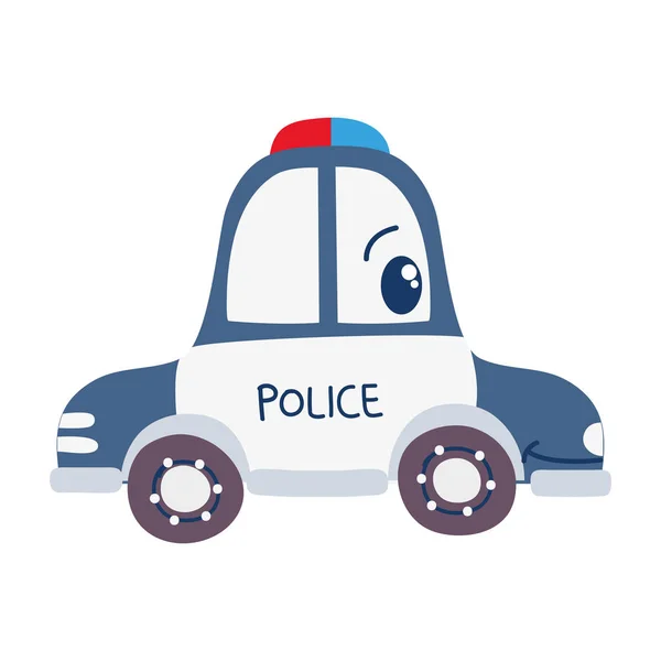 Kolorowe Kawaii Szczęśliwy Policji Samochód Transport Wektor Ilustracja — Wektor stockowy