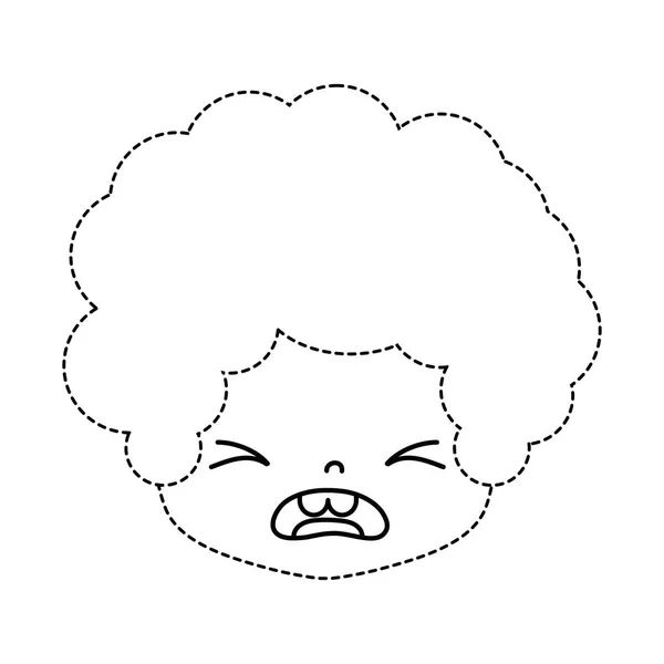 Пунктирна Форма Хлопчика Голова Кучерявим Волоссям Жадібним Обличчям Векторні Ілюстрації — стоковий вектор