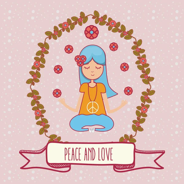 Hippie Lindo Icono Dibujos Animados Vector Ilustración Diseño Gráfico — Vector de stock