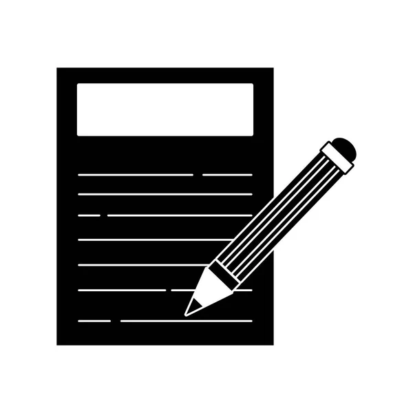 鉛筆ツール デザイン ベクトル図と輪郭の紙の文書 — ストックベクタ