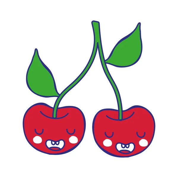 フルカラー Cherrys かわいい可愛い面白いフルーツ ベクトル イラスト — ストックベクタ