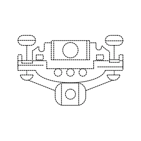 Punktierte Drohnen Technologie Mit Propeller Und Digitaler Kamera Vektor Illustration — Stockvektor