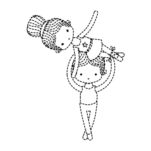 Forme Pointillée Couple Danse Ballet Avec Élégance Vêtements Vectoriel Illustration — Image vectorielle