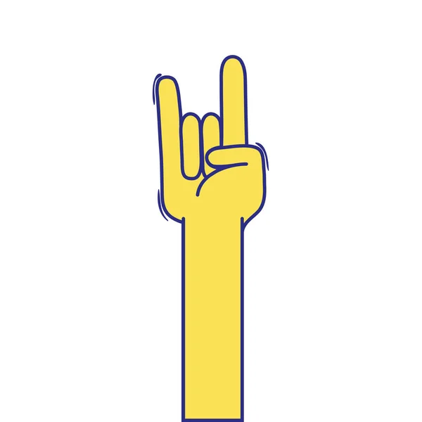 Pełny Kolor Ręka Się Rock Gest Symbol Wektor Ilustracja — Wektor stockowy