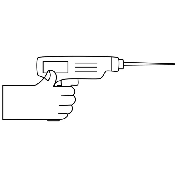 Zeile Hand Mit Bohrmaschine Reparatur Service Vektor Illustration — Stockvektor