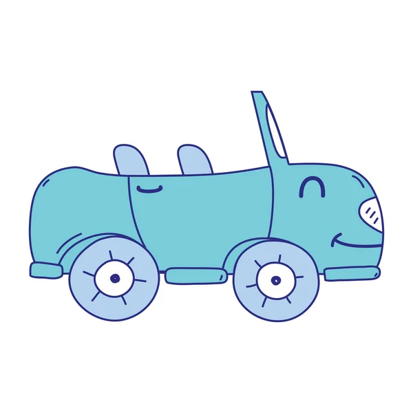 Volle Farbe Kawaii Lächeln Sport Auto Transport Vektor Illustration — Stockvektor