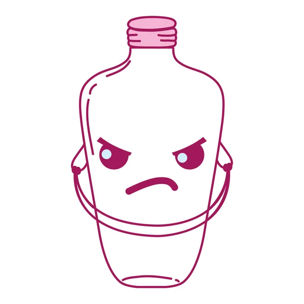 Volledige Kleur Boos Mason Jar Kawaii Met Draad Handvat Vectorillustratie — Stockvector