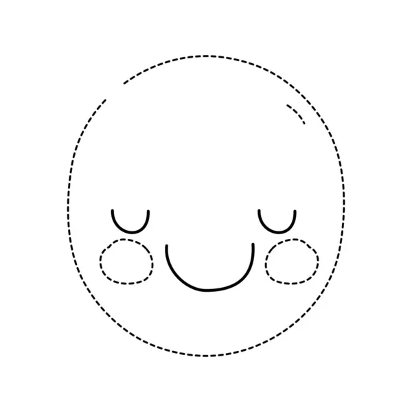 Forma Punteada Kawaii Lindo Cara Feliz Expresión Vector Ilustración — Archivo Imágenes Vectoriales