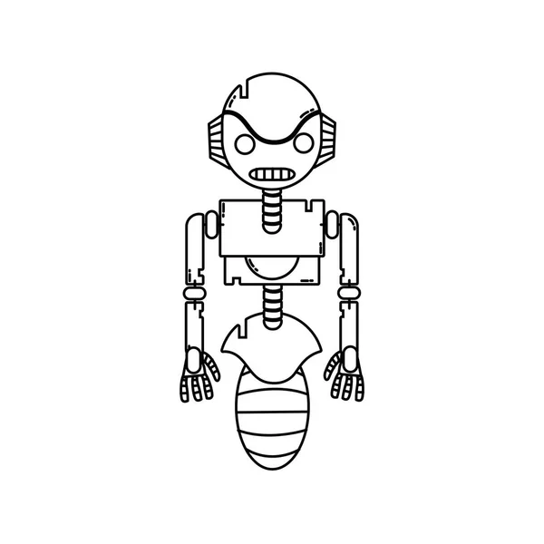 Line Robot Technology Machine Body Design Vector Illustration — Stock Vector