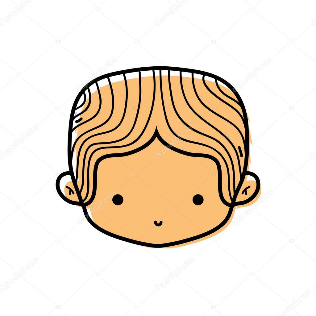 color boy head with middle parted hair vector illustration