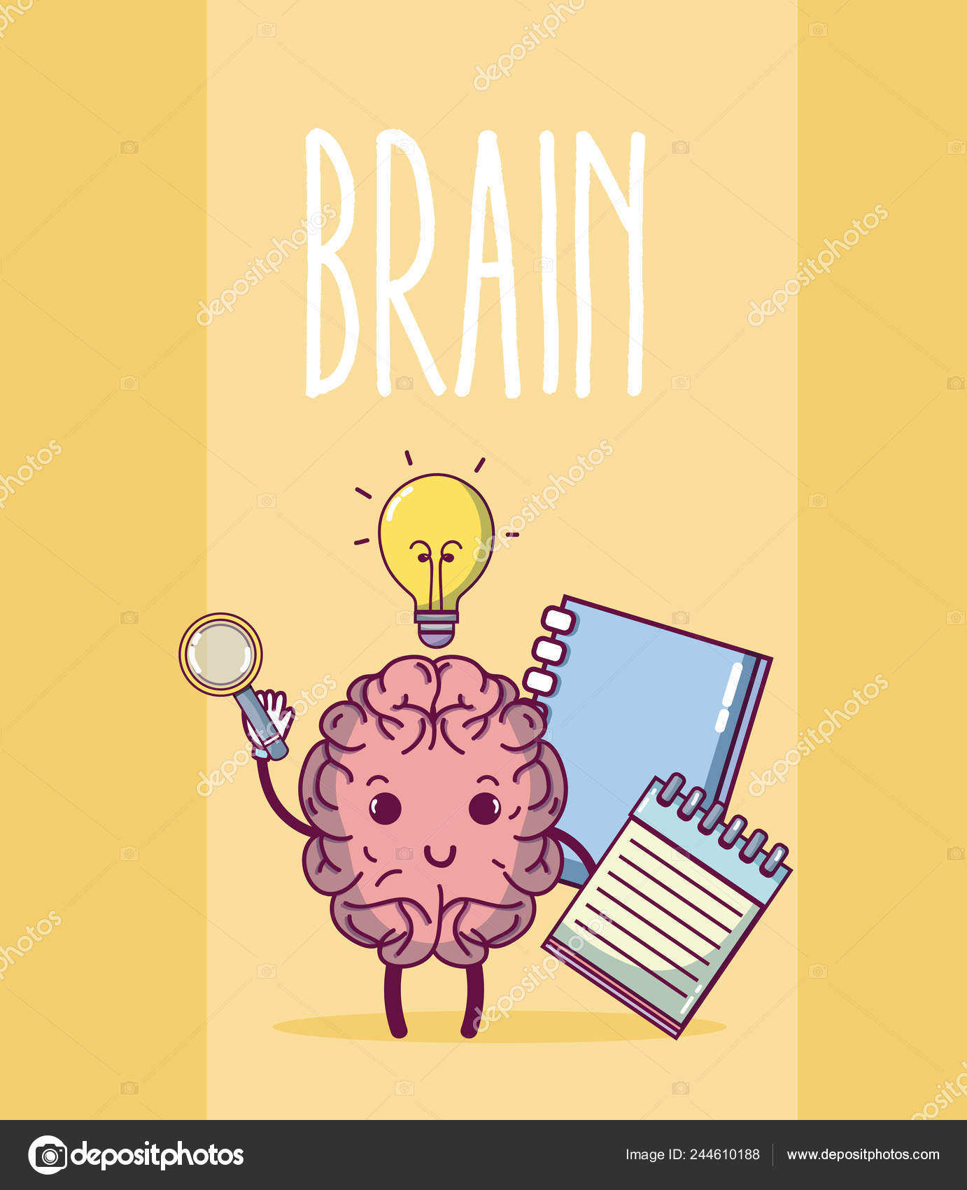 大きなアイデア ベクトル イラスト グラフィック デザインとかわいい脳