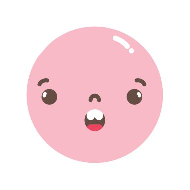 sevimli sürpriz yüz ile tam renkli kawaii baş illüstrasyon vektör