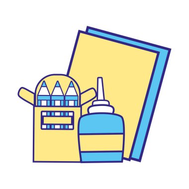 çizgi renk tutkal renkli kalemler ve kartonlar nesne vektör çizim ile