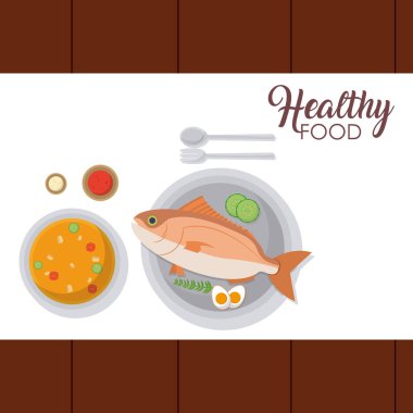 Deniz ürünleri balık yemek vektör çizim grafik tasarımı ile lezzetli çorba