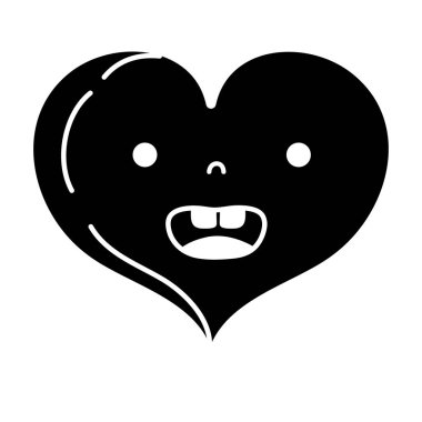 siluet gülümsemek kalp aşk kawaii karikatür vektör çizim