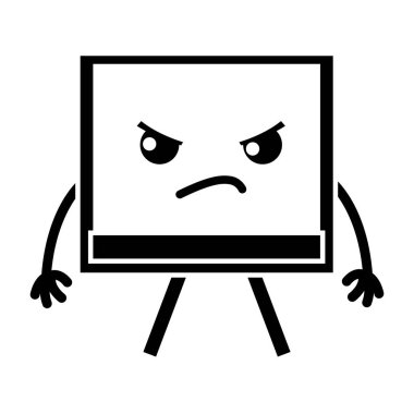 kontur kızgın ve sevimli kurulu nesne kawaii vektör çizim