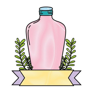 rendelenmiş uzun mason kavanoza şube ve şerit vektör çizim ile