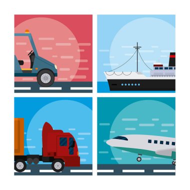 Tranport araçlar koleksiyonu vektör çizim grafik tasarım