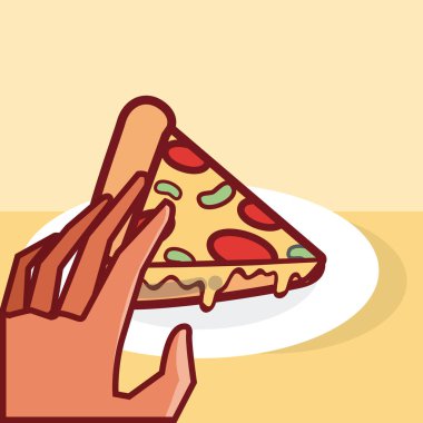 Pizza vektör çizim grafik tasarım tutan el