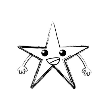 Şekil mutlu parlak yıldız kawaii silah vektör çizim ile
