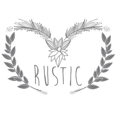 Simge vektör çizim grafik tasarım rustik çelenk el çekilmiş