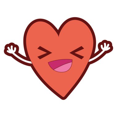 çizgi renk sevimli mutlu kalp kawaii karikatür vektör çizim