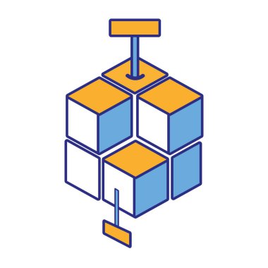 Geometrik ve soyut tema izole tasarım vektör çizim şeklini küp