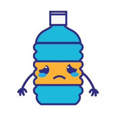 tam renkli üzgün ve ihale şişe etmek kawaii vektör çizim