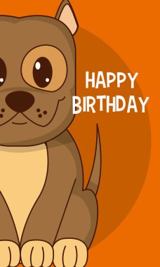 Köpek mutlu yıllar şirin kart karikatür vektör çizim grafik tasarım