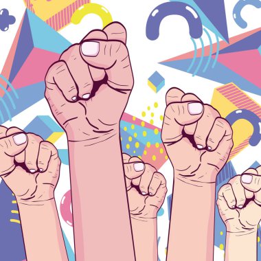 Kız güç memphis tarzı vektör çizim grafik tasarım