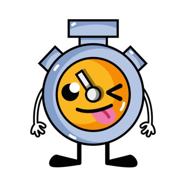 komik ve sevimli Chronometre nesne kawaii vektör çizim