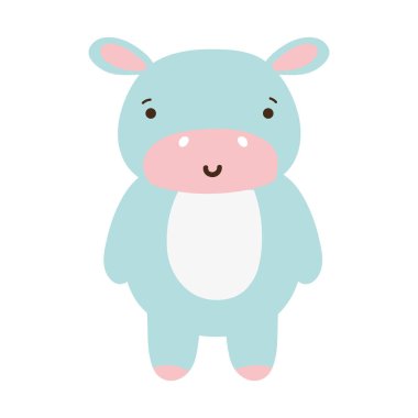 renkli sevimli ve mutlu su aygırı vahşi hayvan vektör çizim