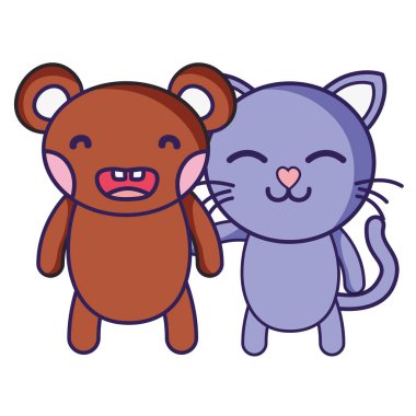 ayı ve kedi sevimli hayvanlar arkadaşlar illüstrasyon vektör