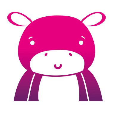 renk, siluet çok güzel ve mutlu su aygırı vahşi hayvan vektör çizim