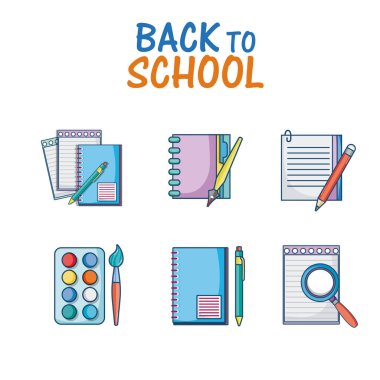 Okula geri kavramı çizgi film illüstrasyon grafik tasarım vektör