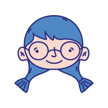 gözlük ve saç tasarımı ile kız baş illustraion vektör