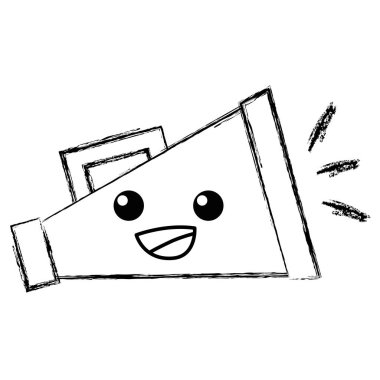 mutlu ve sevimli megafon nesne kawaii vektör çizim şekil